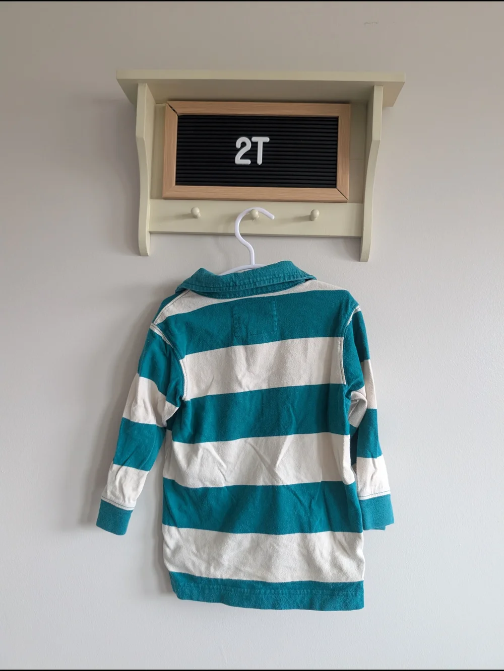 OshKosh B'gosh Teal and White Striped Rugby Polo - Kids 2T